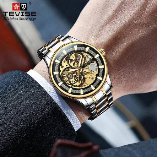 2021 NEW TEVISE Men Automatic Mechanical Luxury Brands Fashion Movement Military Watches Skeleton Watches Relogio Masculino