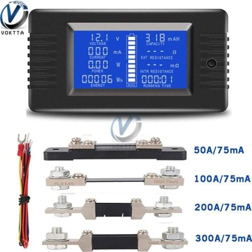 PZEM-015 Digital Battery Tester Ammeter Voltmeter Energy Meter Power Capacity Impedance Residual Electricity Tester 50A Shunt