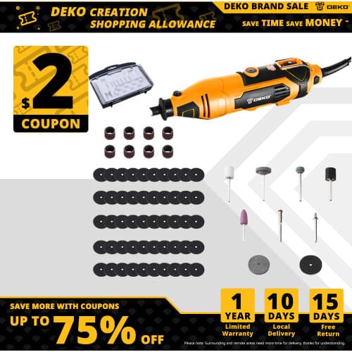 DEKO DKRT02 Electric Drill Variable Speed Mini Grinder Rotary Tool Kit Cutting Polishing Drilling with 67PCS dremel Accessories