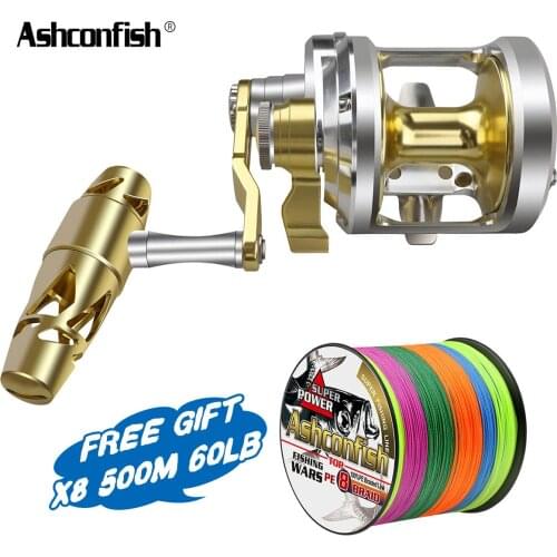 Trolling Reel Casting Wheel Jigging Reels Aluminum CNC Machine Fishing Reel NMB bearing saltwater 5.7:1 8+1+1BB full metal gold
