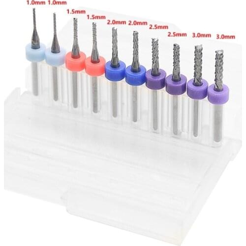 Hot sale10pcs PCB milling cutter 1.0-3.0mm fish tail milling cutter milling cutter tungsten carbide mini end mill engraving CNC