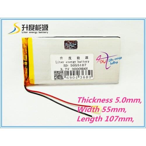 5055107 SD Li-ion Rechargeable Battery 3000mah 3.7v tablet battery for Tablet PC Lithium ion Battery tablet battery