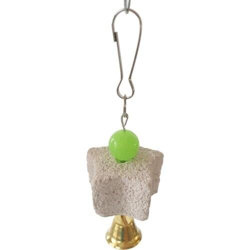 Mineral Stone Parrot Mouth Teeth Grinding Star Shape Cleaning Hanging Cage Molar Toys for Bird Hamster Small Pets Supply Budgie