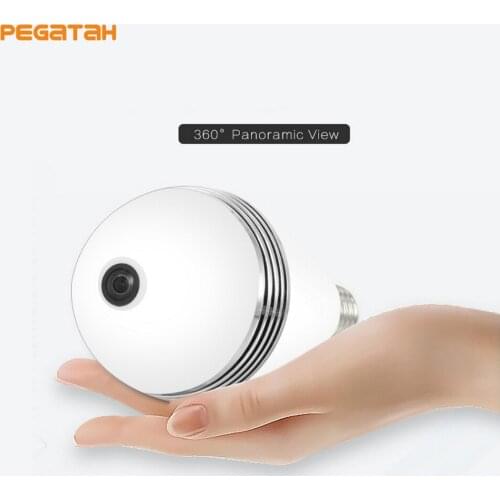 New 1.3MP Mini Lamp WIFI Camera 960P 360 Degrees Panoramic FishEyes Lens HD Bulb Light Wireless IP Camera Support 128GB TF Card