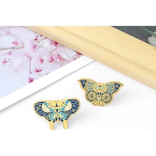 Fashion Jewelry New Style Cartoon Butterfly Shape Exquisite Alloy Enamel Brooch Personality Blue Simulation Butterfly Badge