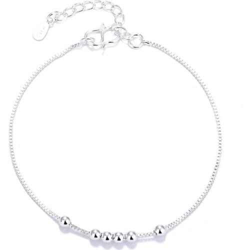 Fashion 925 Sterling Silver Bracelet Boho Beaded Ball Fine Womens Birthday Link Elegant Chain Bangle Wedding Jewelry Gifts