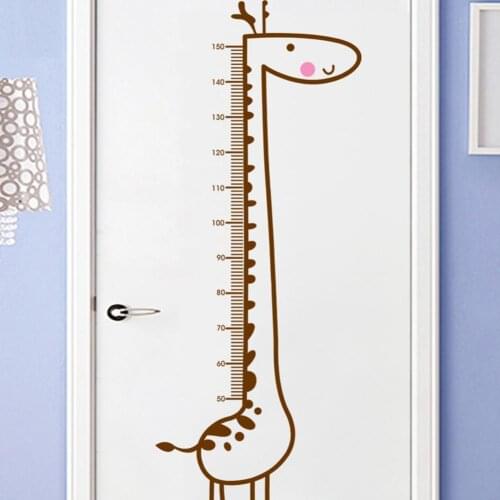 Cartoon Giraffe Height Measure Wall Sticker backdrop For Kids Rooms Height Chart Ruler Home Decoration Decals Wall Art Stickers