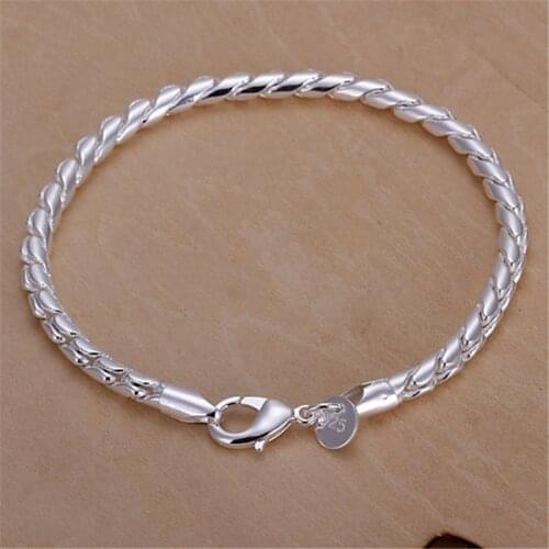 Wholesale price men women Rope chain silver color plated bracelets wedding gift party fashion jewelry Christmas gifts JSHH210