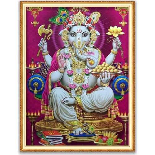 Region Ganesha DIY Embroidery 11CT Cross Stitch Kits Needlework Craft Set Cotton Thread Printed Canvas Home Decoration On Sale