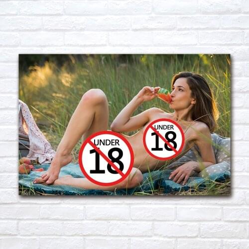 Sexy Girl at the Picnic Wall Art Canvas Painting Adult Model Posters And Prints Picture For Living Room Bedroom Decor