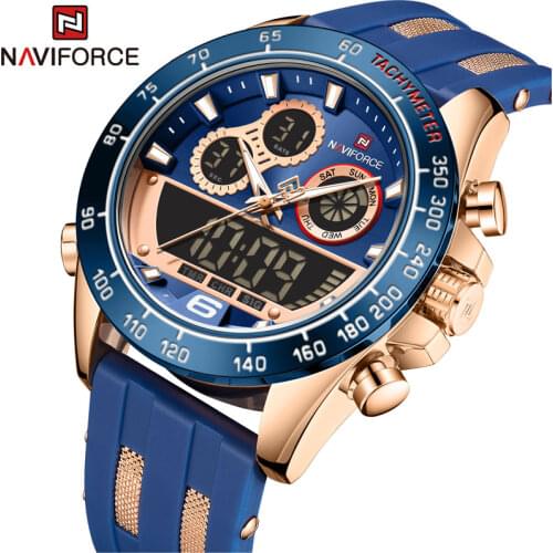 NAVIFORCE Men Watch Luxury Brand 30M Waterproof Digital Clock Military Quartz Sport Chronograph Silicone Strap Watches for Men