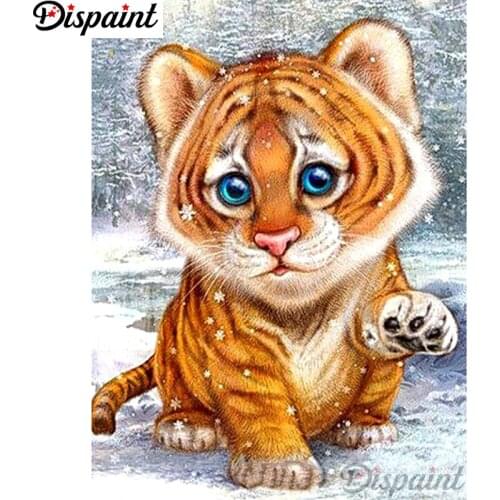 Dispaint Full Square/Round Drill 5D DIY Diamond Painting "Animal tiger scenery" Embroidery Cross Stitch 5D Home Decor A11551