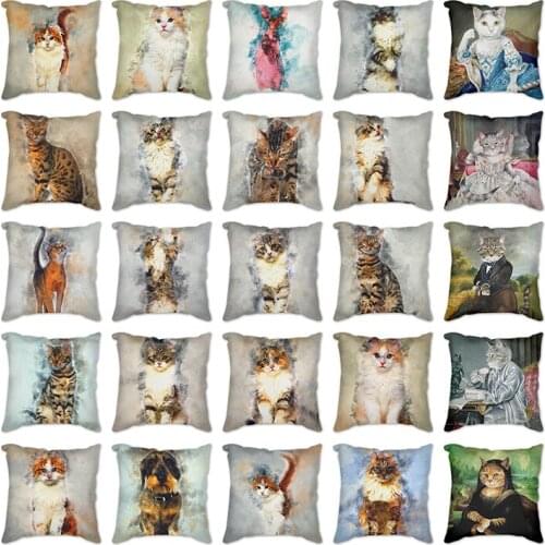New Design Toss Pillow European Retro cat Cushion Cover Chair Cotton Linen Promotion Home Decoration Cover Pillow 45x45cm