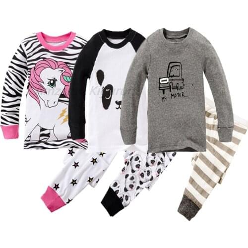 Boys Girls Pajamas Autumn Winter Long sleeve Childrens Clothing Sleepwear Cotton Pyjamas Sets For Kids 2 4 6 8 Years