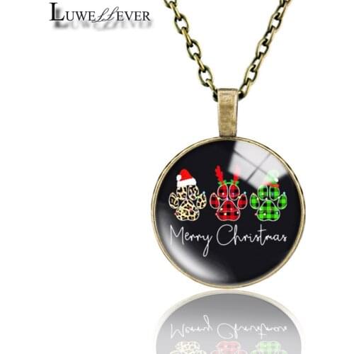 Christmas Necklace 632 25mm Bronze 30mm Wood Rhinestone Double-sided Moon Round Glass Pendant For Women Gift