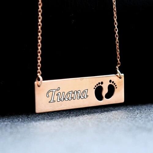 PERSONALIZED FOOTPRINT GIFT SILVER NECKLACE