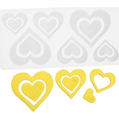 DIY 3D Rose Pattern Heart Shape Cake Mould Chocolate Mold Ice Cube Tray Biscuit Candy Silicone Mold Fondant Cupcake Decoration