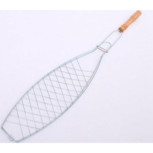 Outdoor Grilling Basket Iron Wire Household Fish Grill Basket Roasting Basket Nonstick Fish Grilling Basket With Handle BBQ Tool