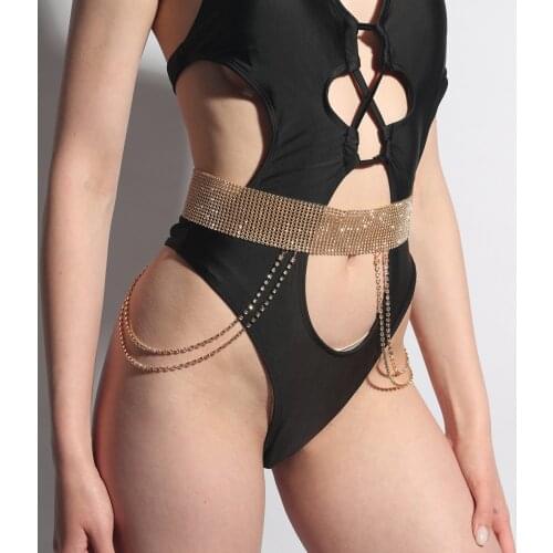 European Sexy Bling RHinestone Waist Belt Chain For Women Gold Metal Alloy Belly Chain Statement Beach Dance Show Party Belt New