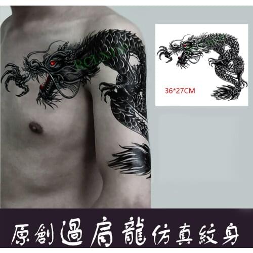 Waterproof Temporary Tattoo Sticker mighty Big Size Chinese Style Dragon Back Arm Fake Tatto Flash Tatoo Body Art for Men Women