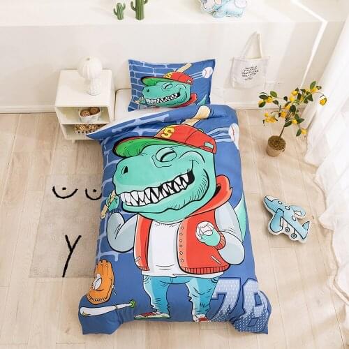 Jurassic Era Dinosaur Bedding Set King Size Baseball Tyrannosaurus Duvet Cover Bed Quilt Cover Kids Boys Bed Set Home Textiles