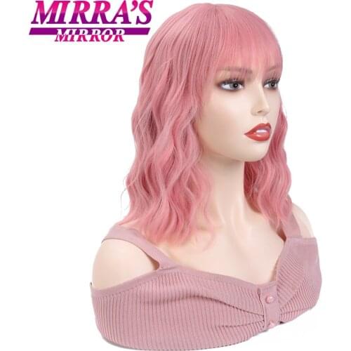 Mirrss Mirror 12Inches Short Wave BOB Wigs Brown Black Blonde Natural Hair Female Heat Resistant Fiber Synthetic Wigs for Women