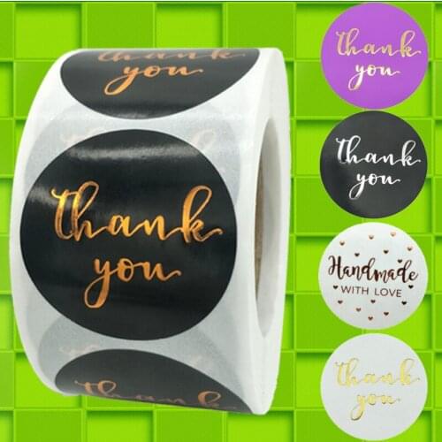 1.5" Inch Big Thank You Stickers Seal Labels Brone Silver Gold Stamp Handmade Labels for Party Wedding Packaging Envelope Seals