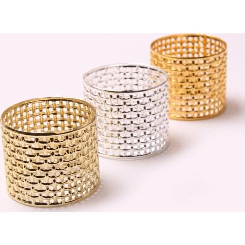 10pcs Creative new product grid napkin ring decorative napkin buckle wedding hotel dining table setting jewelry napkin ring