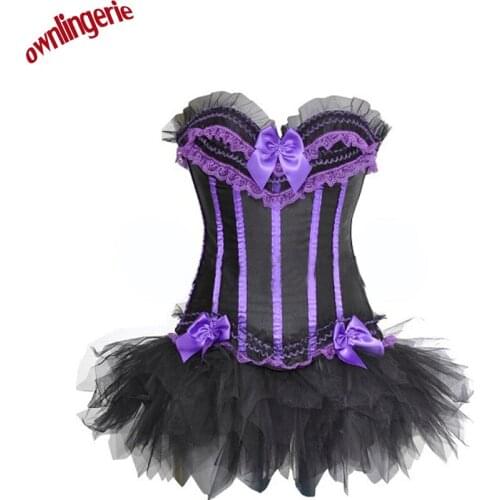 2017 Hot sale three color(pink ,purple ,blue) Sexy Corset Dress Basques Skirt Lingerie S-2xl w7006