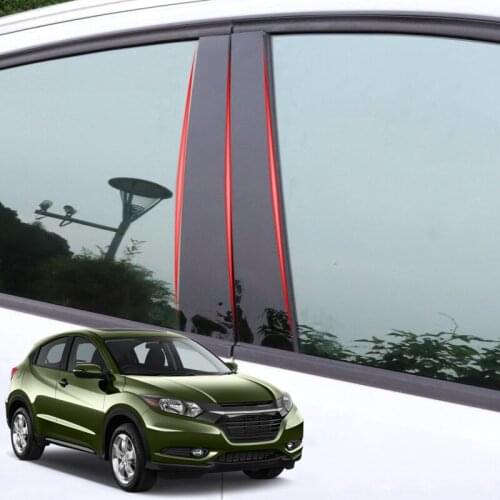 For Honda Vezel HR-V 2013-2020 4pcs Car Styling PVC Car Window Pillar Trim Sticker Middle BC Column Sticker External Accessories