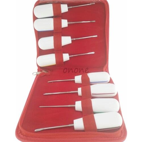 8pcs/Set Dental Extraction of Residual Teeth elevator Dentist Tools Stright Curved Root Elevator Dental Lab Instrument