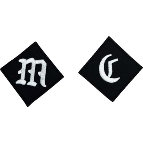 MC name tags Patch Embroidered Applique Sewing Label punk biker Patches Clothes Stickers Apparel Accessories Badge 2PCS/LOT