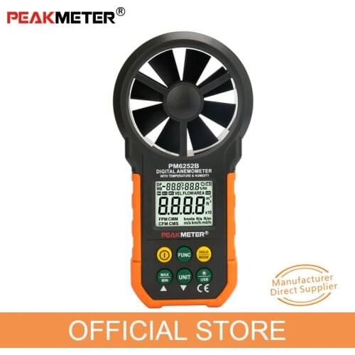 PEAKMETER official Digital Anemometer Air Temperature Humidity Meter PEAKMETER PM6252B with RH USB Port interface
