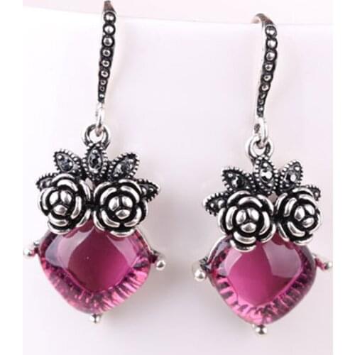 Flower Earrings Crystal Jewelry Accessories Vintage Earrings Female Party Decoration Fashion Alloy Jewelry Woman