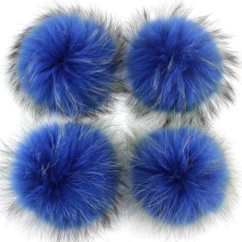 DIY 13-15 cm Big Natural Real Raccoon Fur Pompons Natural Fur Pompom Fluffy Pompom Ball Fur Pom Poms for Knitted beanies Cap H
