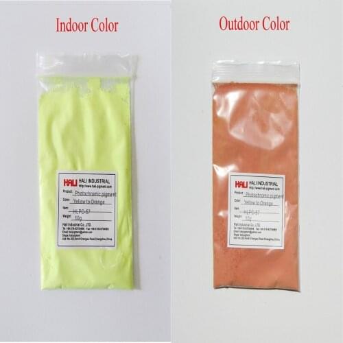 Double color photochromic pigment,solar active pigment,color:yellow to orange,item:HLPC-57,1lot=200gram,free