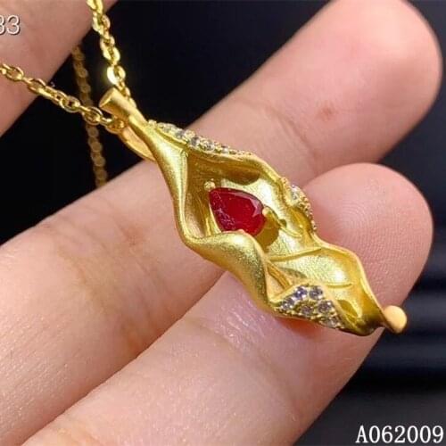 KJJEAXCMY fine jewelry 925 Sterling Silver inlaid natural ruby luxury girl Pendant Necklace support test