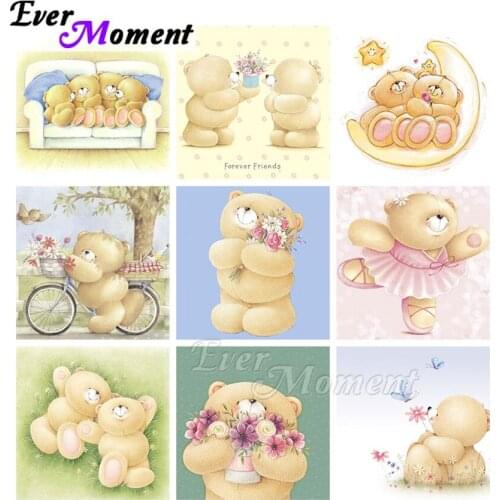 Ever Moment Diamond Painting Full Square Resin Drills Home Decoration Lovely Bear Yellow Color Wall Art For Giving ASF2191