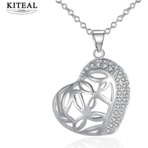 KITEAL aliexpress silver color female necklaces & pendants net heart Valentines Day gift colar sport