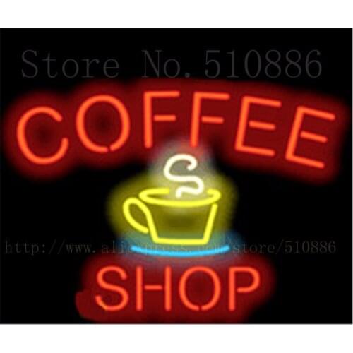 Coffee Shop Neon Sign Real Glass Tube Display Light Lamp Decorative Bar Beer BULBS Shop Decor Neon Signs 19"x15"
