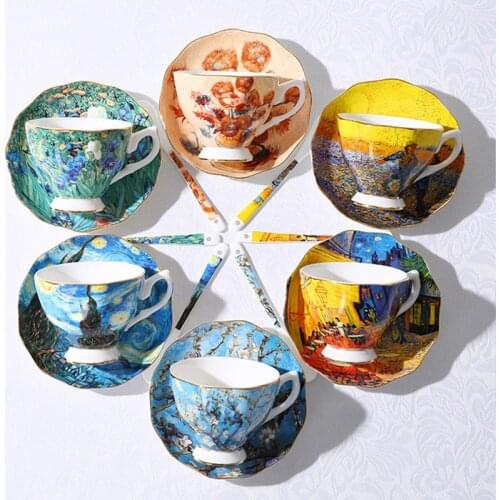 Van Gogh Art Painting Coffee Mugs The Starry Night, Sunflowers, The Sower, Irises Saint-Remy Coffee tea cups cups