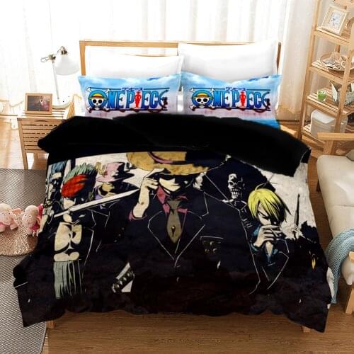 3D ONE PIECE Team Bedding Set Cartoon Anime Duvet Cover for Adults 3D Quilt King Size Boys Child Luffy Zoro Chopper Bed Linens