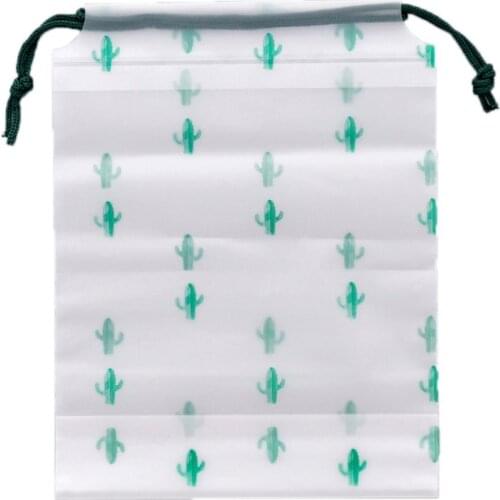 Cactus Drawstring Drawstring Pocket Small Fresh Transparent Scrub Waterproof Travel Storage Bag Travel Clothes Storage Bag