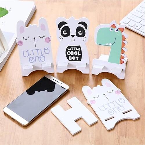 Cute Carton Universal Foldable Desktop Wooden Mobile Phone Holder Stand for IPhone IPad Samsung AdjustableTablet Desk Holder