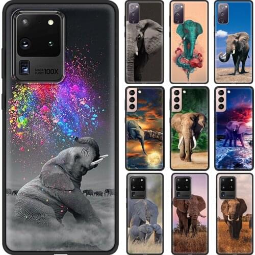 Soft Case for Samsung Galaxy S20 FE S21 S20 Utra Plus Luxury Cover S10 S10E S9 S8 Plus 5G Shell Coque Animal Elephant