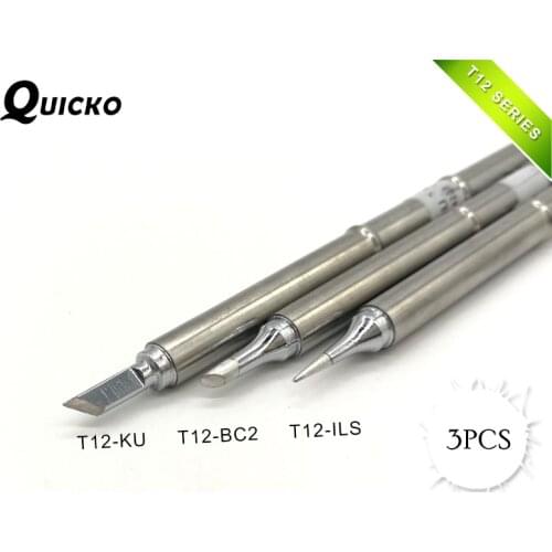 Newest 3Pcs/Set T12-KU BC2 ILS Solder Iron Tips for Soldering Rework Station FX-951 FX-952