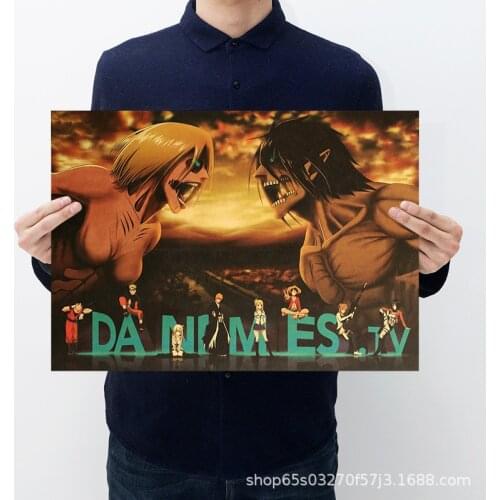 Wall Stickers Japanese Classic Anime Attack on Titan Season 4 Poster Kraft Paper Prints and Posters Home Room Decor Art Picture