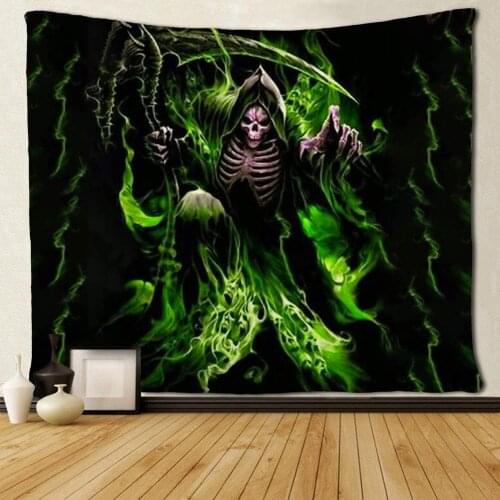 Blue Fire Grim Reaper Wall Tapestry Home Decorations