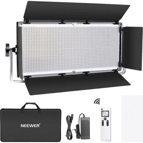 Neewer Advanced 2.4G 1904 LED Video Light,Dimmable Bi-Color LED Panel with LCD Screen,Barndoor and U-Bracket and Wireless Remote