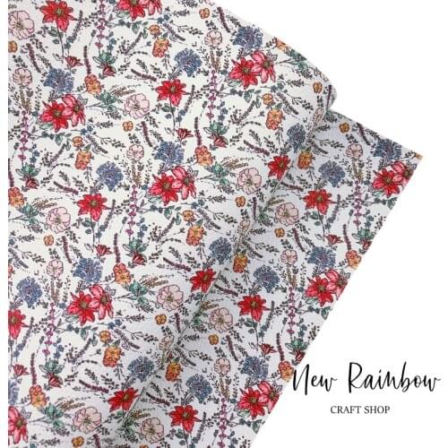 New Rainbow 30x138cm/Roll Chic Sketch Autumn Florals Print Artisan Leather Perfect For DIY Making Hairbows, Hairclips,Earrings